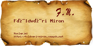Földvári Miron névjegykártya